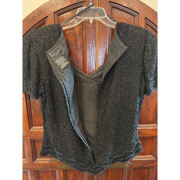 Cote d’ Azur Evening, Holiday, Beaded Top, Silk Lining, Med - Picture 5 of 6